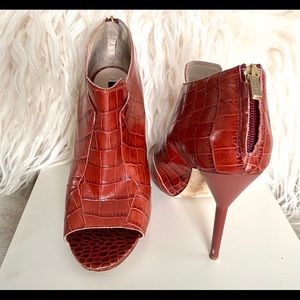 Escada Burnt Orange Prep Toe Bootie Size 39